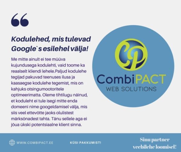 Kodulehed, mis tulevad Google esilehel välja - Combipact OÜ